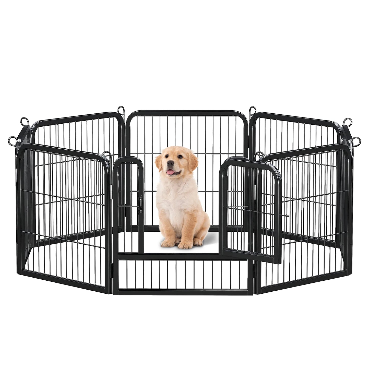 PEQULTI Heavy Duty Metal Puppy Playpen for Indoor Outdoor Use