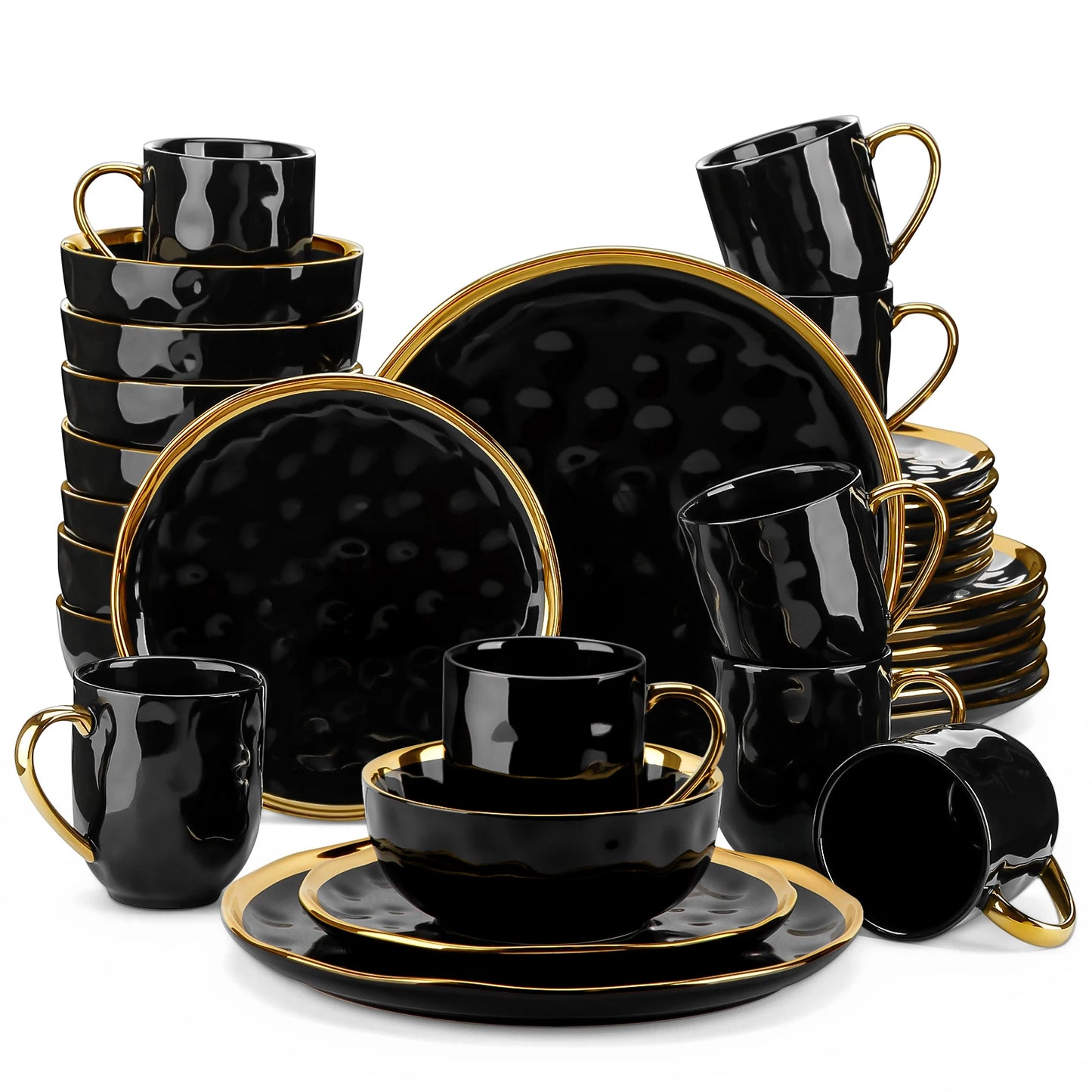 MALACASA Porcelain Dinnerware Set Plates Cups Bowls Tableware