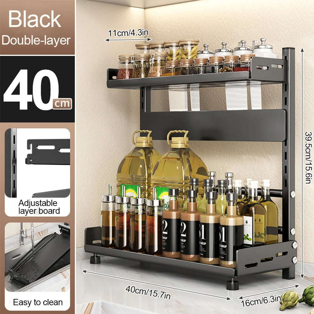 3 Tier Spice Storage Rack Adjustable Countertop Organizer