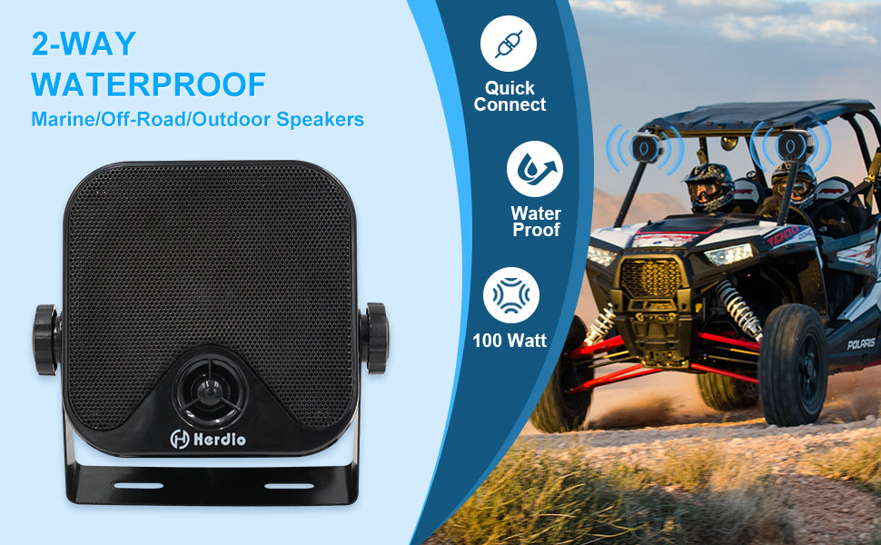 Herdio Waterproof Marine Speakers 100W 4 Inch Outdoor Audio