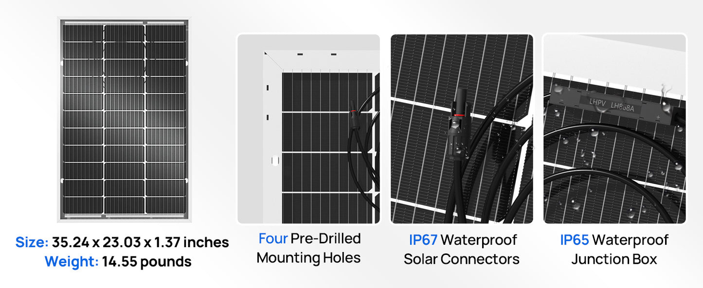 ECO-WORTHY Bifacial 100W 12V Solar Panel For RVs SunSheds