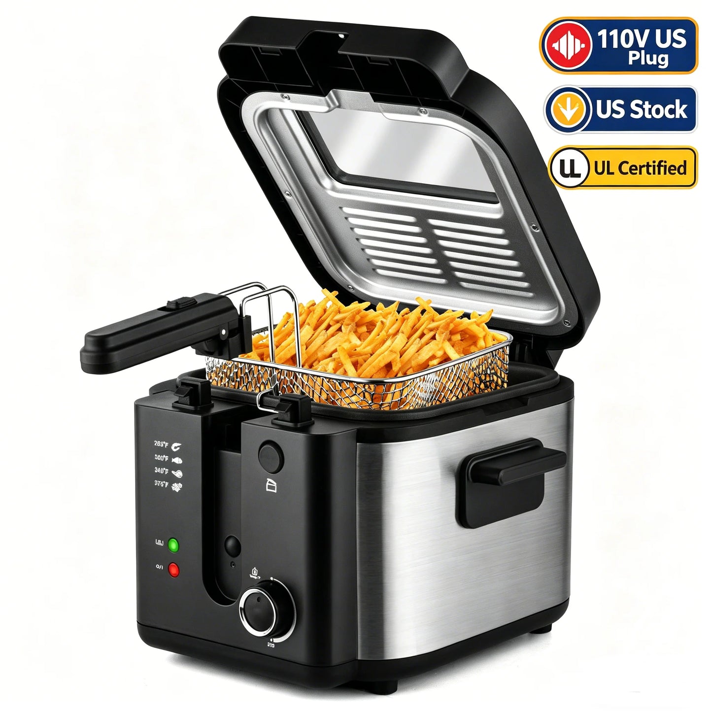 Suslas Electric Deep Fryer 1500W Large Capacity Countertop UL Listed