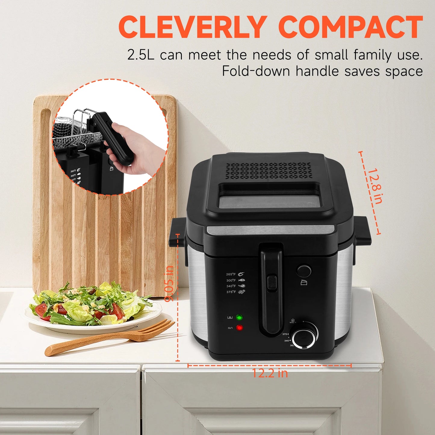 Suslas Electric Deep Fryer 1500W Large Capacity Countertop UL Listed