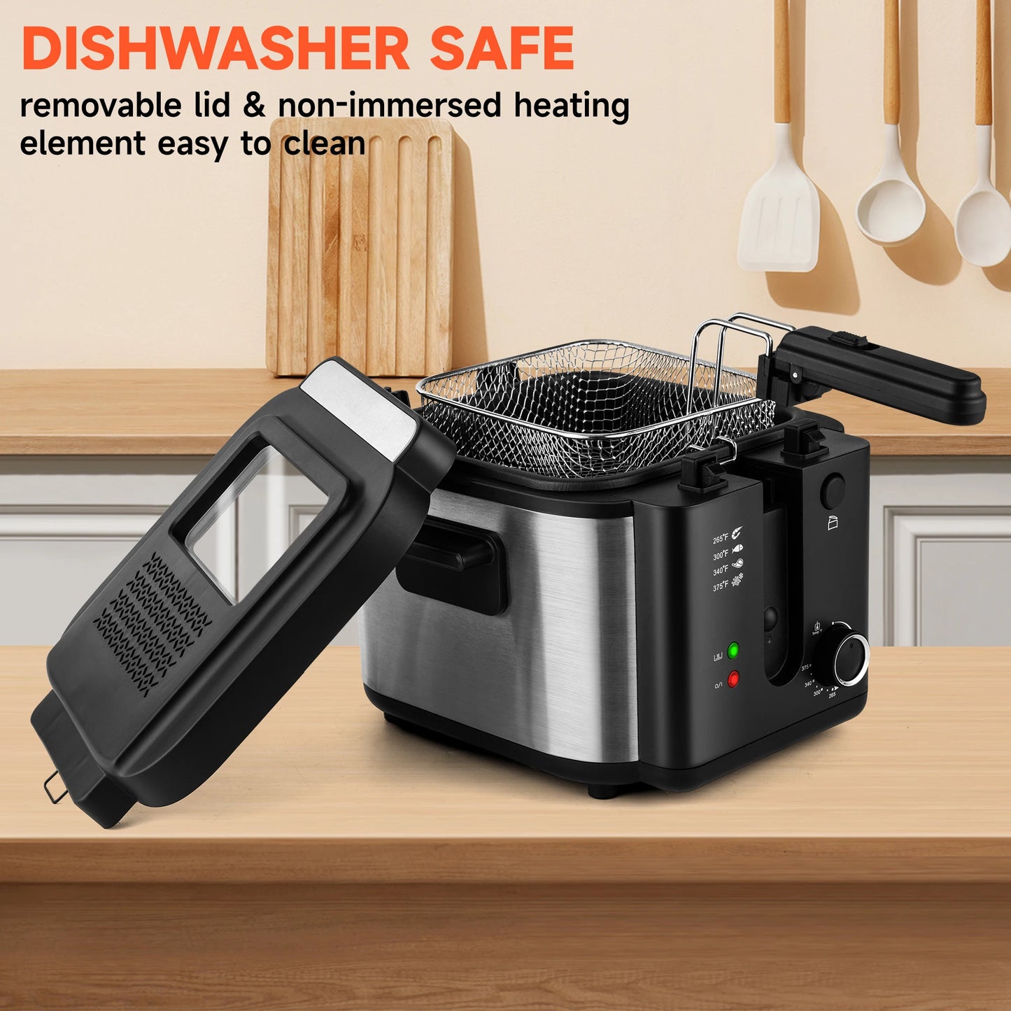 Suslas Electric Deep Fryer 1500W Large Capacity Countertop UL Listed