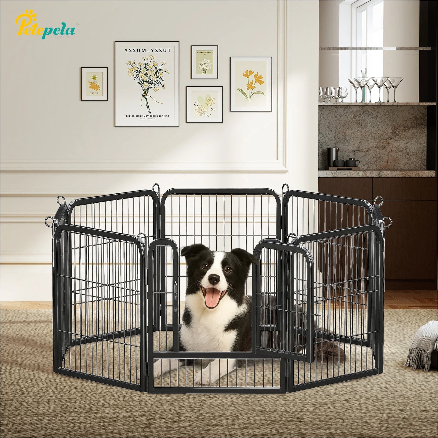 PEQULTI Heavy Duty Metal Puppy Playpen for Indoor Outdoor Use