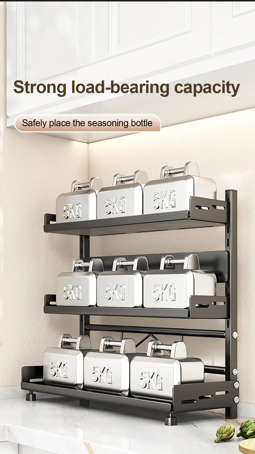 3 Tier Spice Storage Rack Adjustable Countertop Organizer