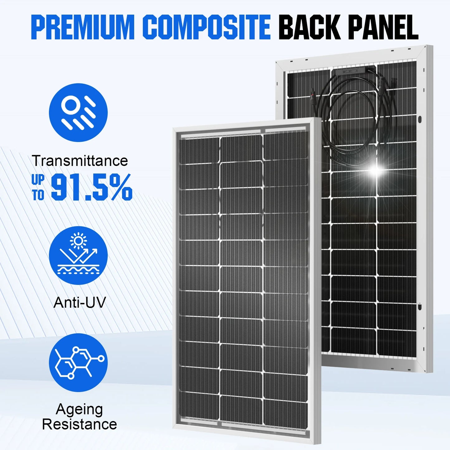 ECO-WORTHY Bifacial 100W 12V Solar Panel For RVs SunSheds