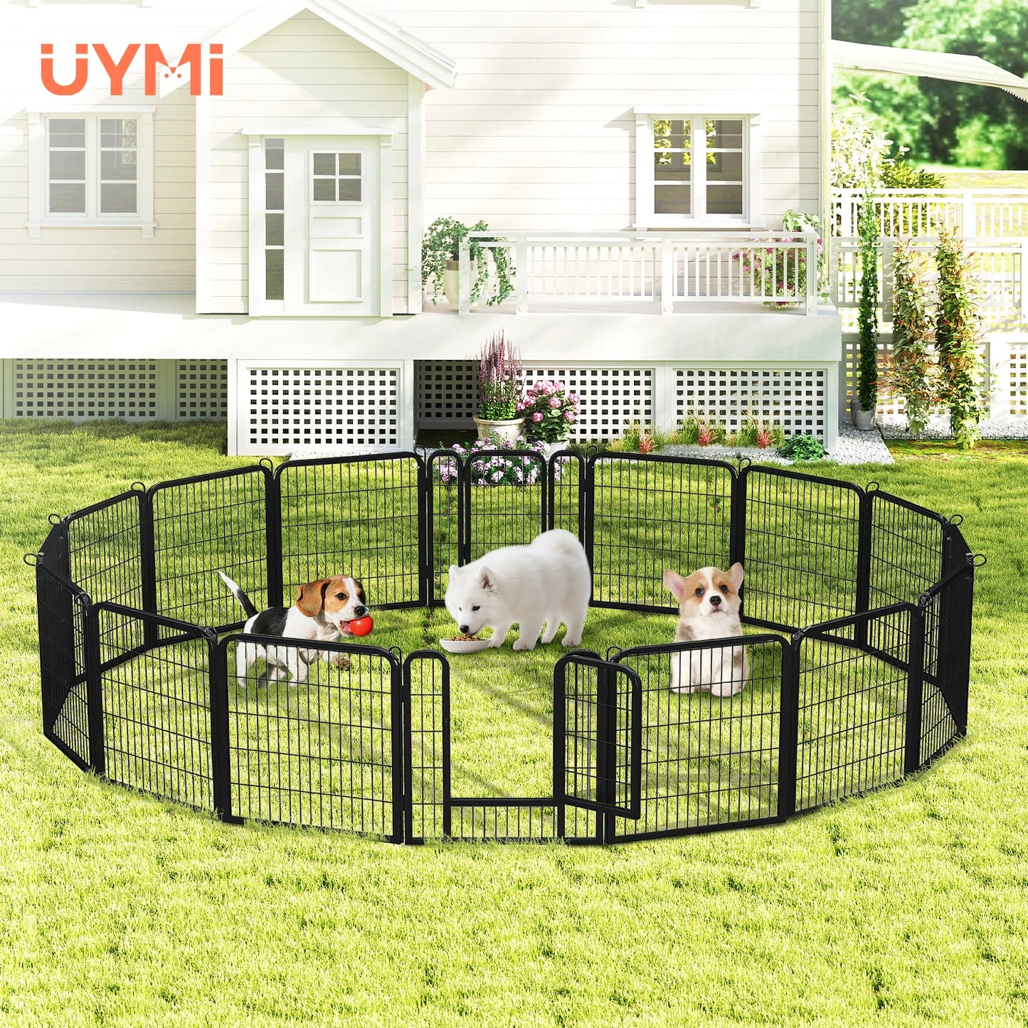 PEQULTI Heavy Duty Metal Puppy Playpen for Indoor Outdoor Use