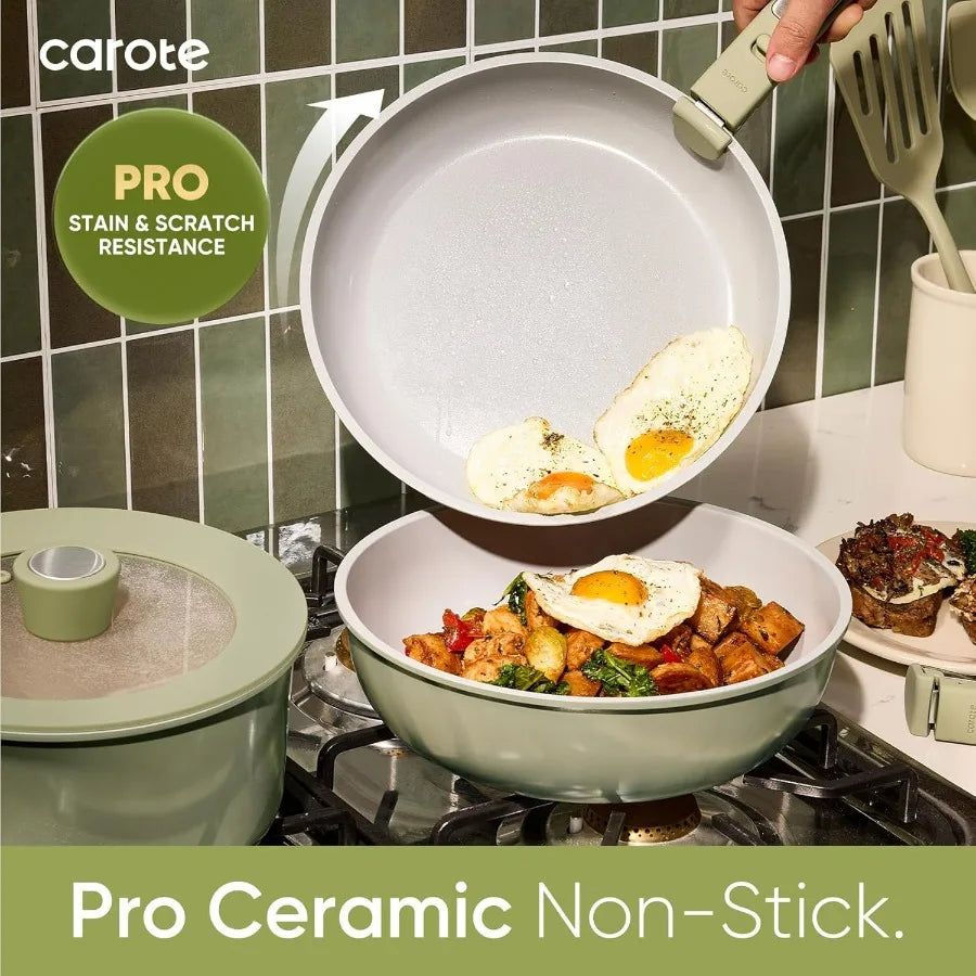 27 Pc Ceramic Nonstick Cookware Set Pots Pans Dishwasher Safe