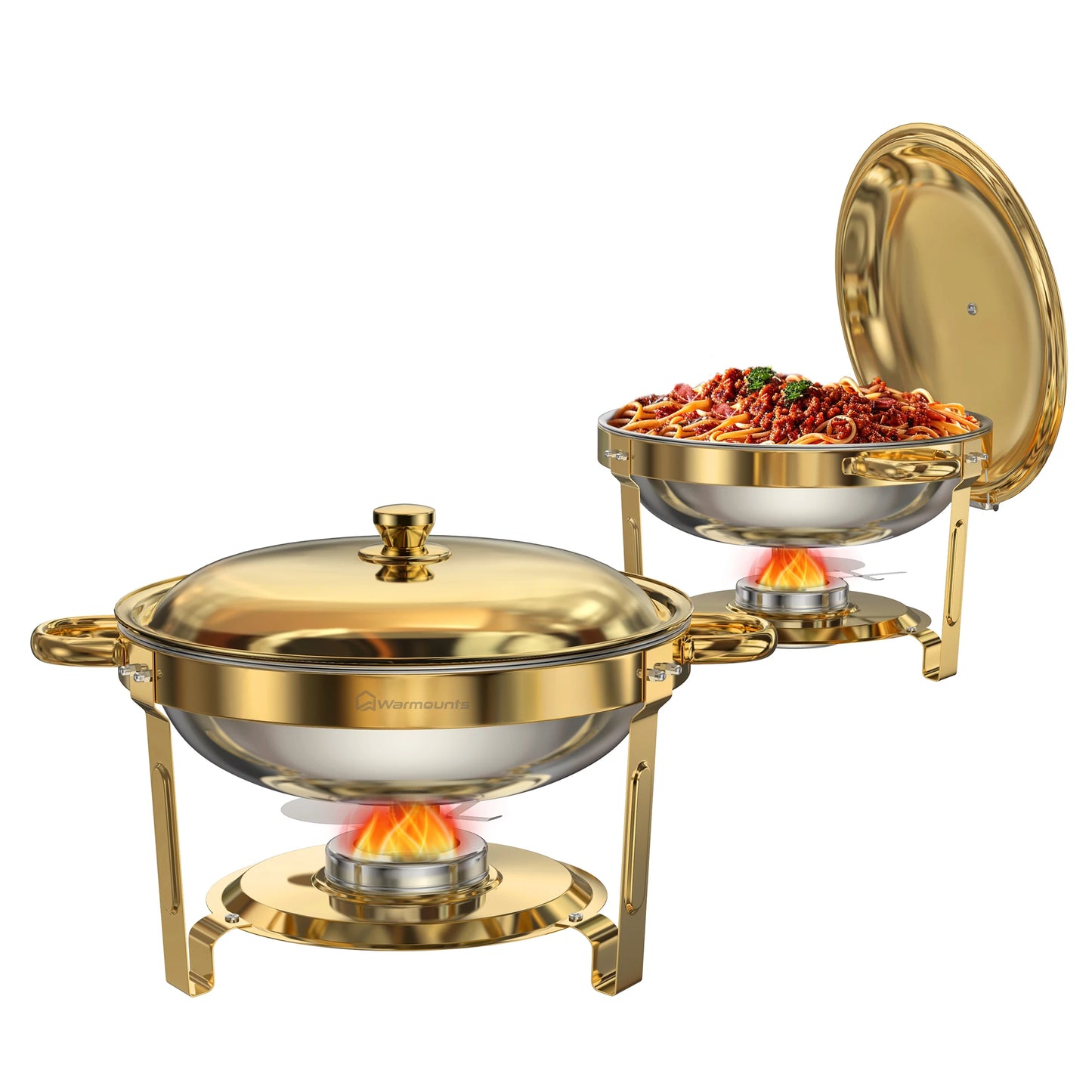 Stainless Steel Round Chafing Dishes Buffet Set Food Warmers For Parties