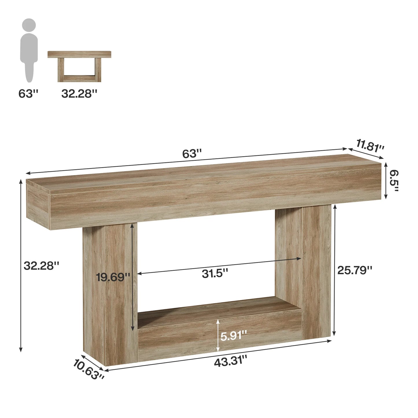 Tribesigns Farmhouse Console Table Two-Tier Entryway Table With U-Shaped Base