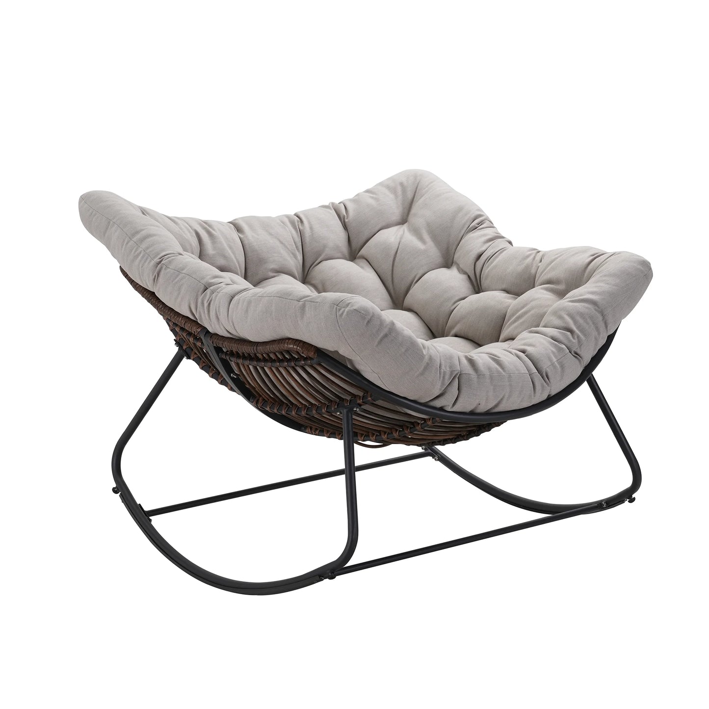 Outdoor Wicker Egg Chair Papasan With Cushioned Seat For Porch