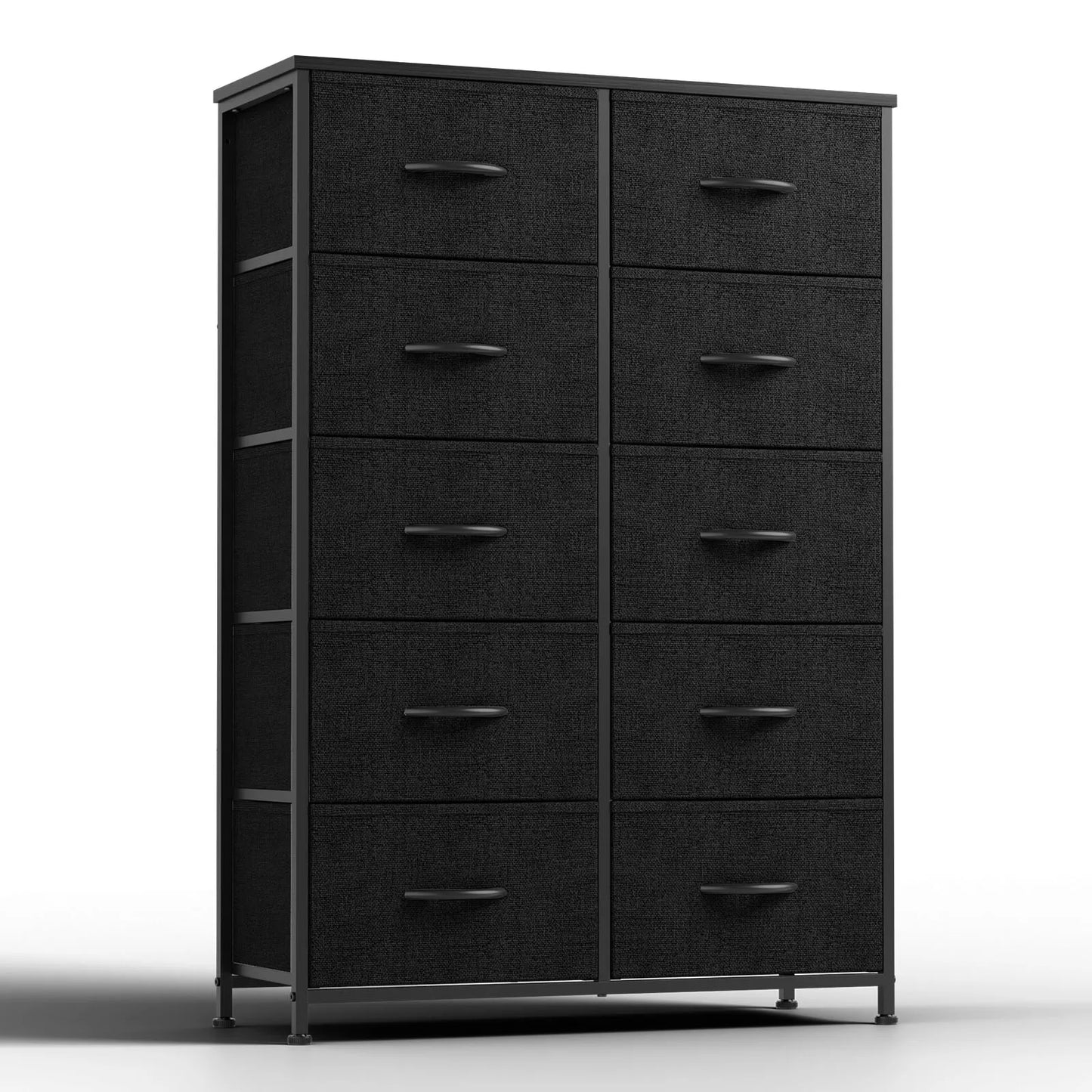 JHK Bedside Table With 10 Fabric Drawers Nightstand Storage