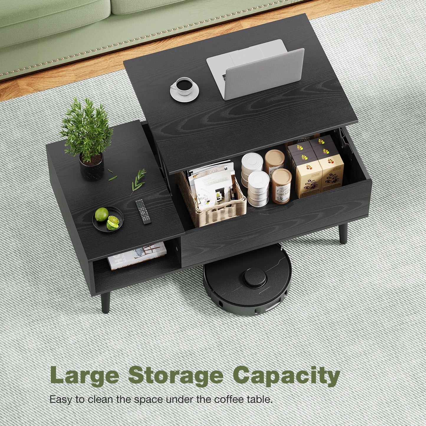 JHK Lift Top Coffee Table With Adjustable Storage Living Room