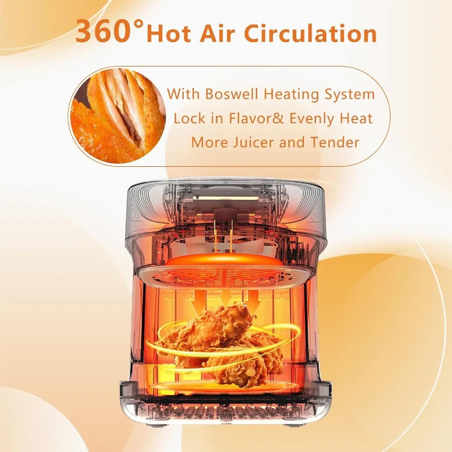 LISM Glass Air Fryer With 360 Degree Circulation For Cooking