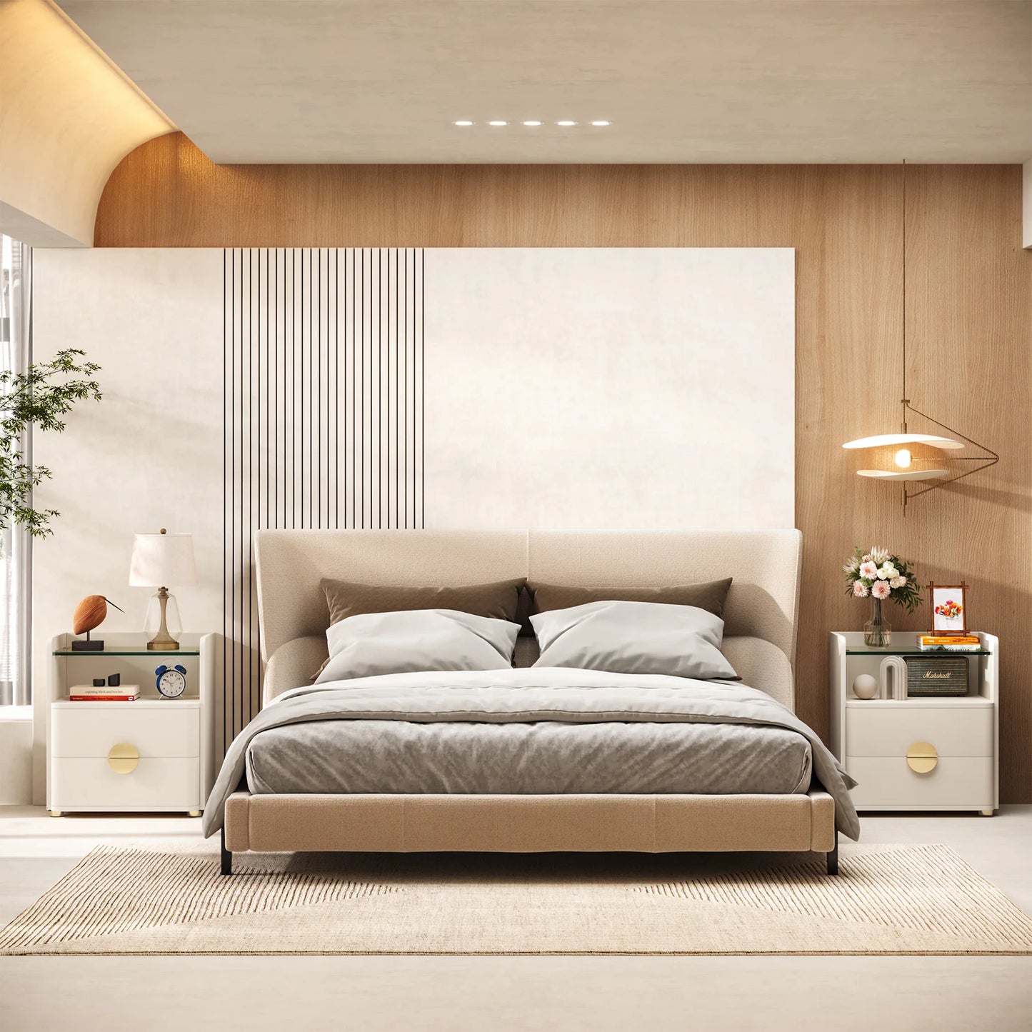 Tribesigns 2 Drawer Modern Nightstands With Open Storage Space