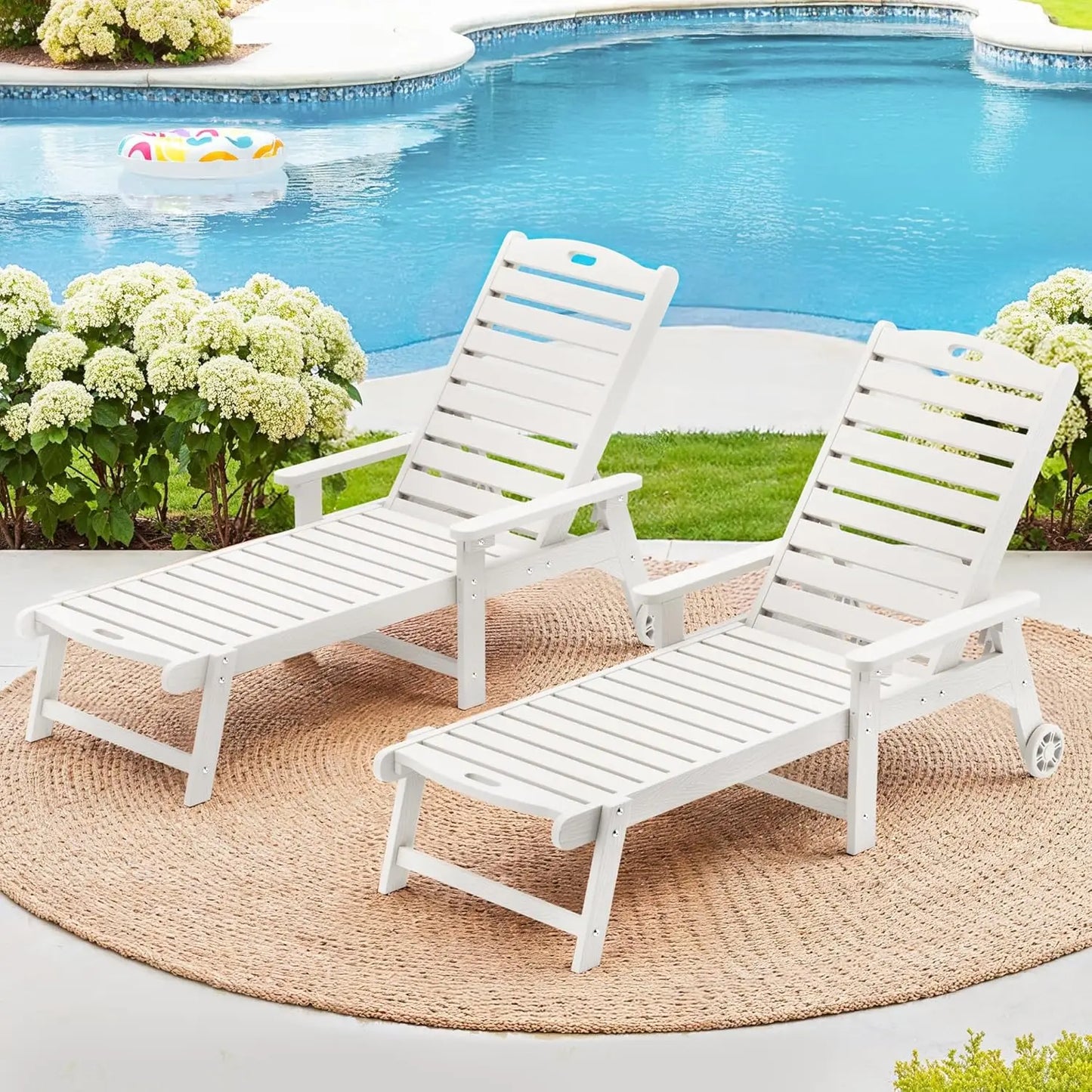 HUANZHUANG Outdoor Chaise Lounge Set of 2 Adjustable Lounges