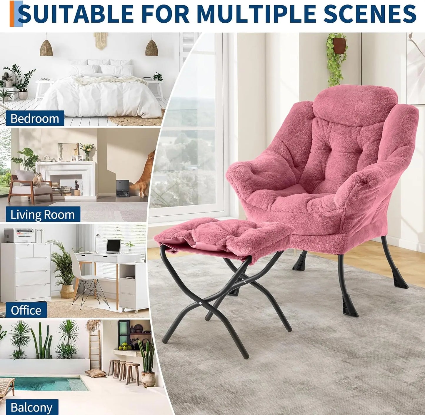 Lazy Chair With Ottoman Lounge Armchair For Living Room And Bedroom