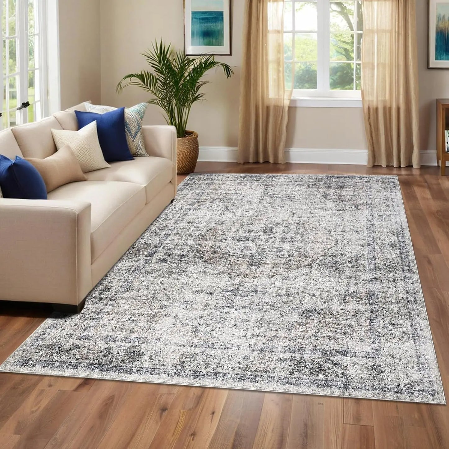 TWISTER.CK Washable Area Rug Non Slip Backing Indoor Floor Mat