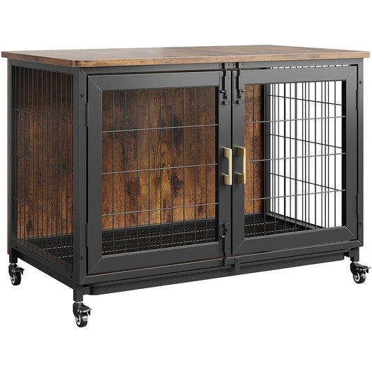HiMISS Heavy Duty Indoor Dog Kennel With Wheels Carbon Steel Frame