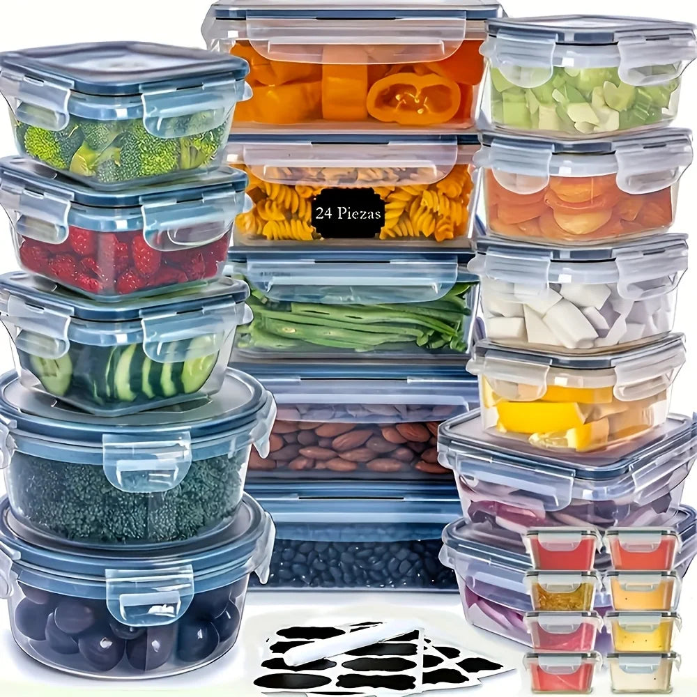 BPA Free Food Storage Containers Set With Lids And Labels