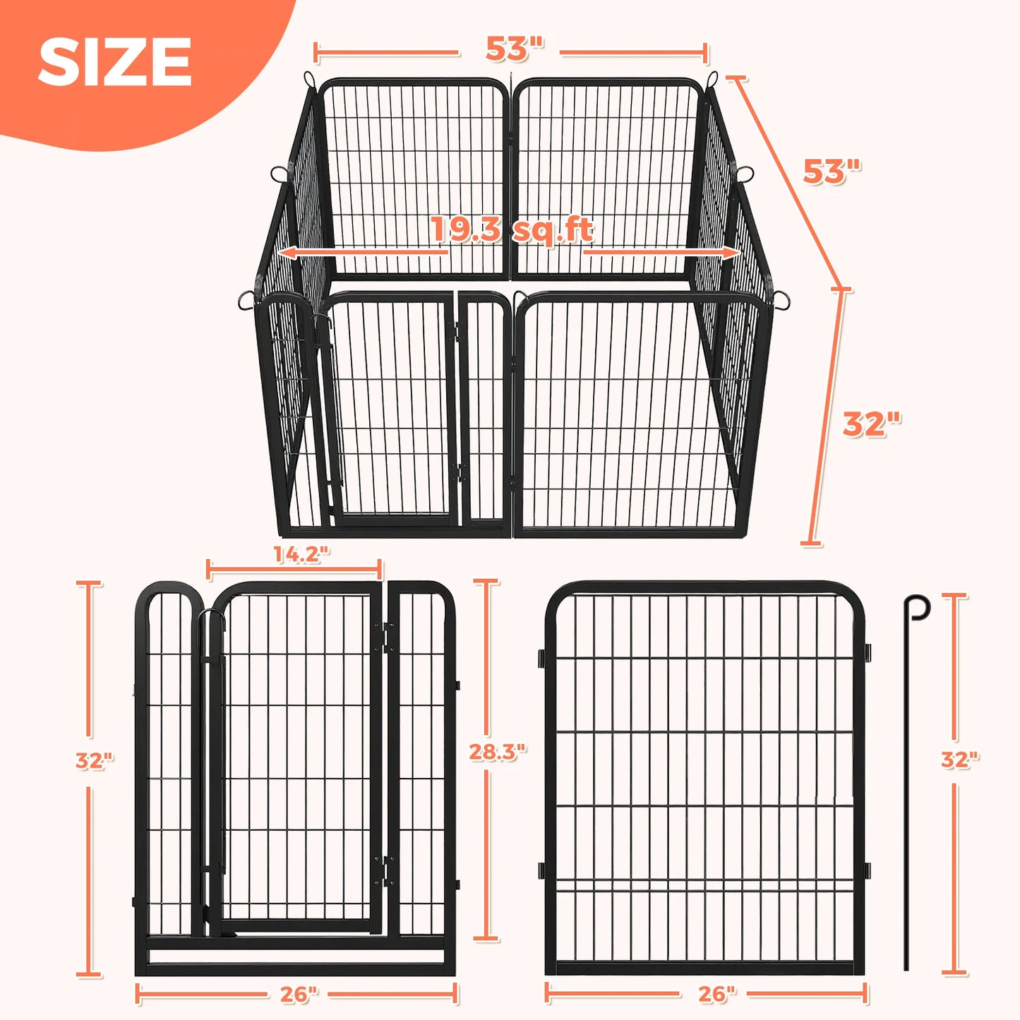 PEQULTI Heavy Duty Metal Puppy Playpen for Indoor Outdoor Use