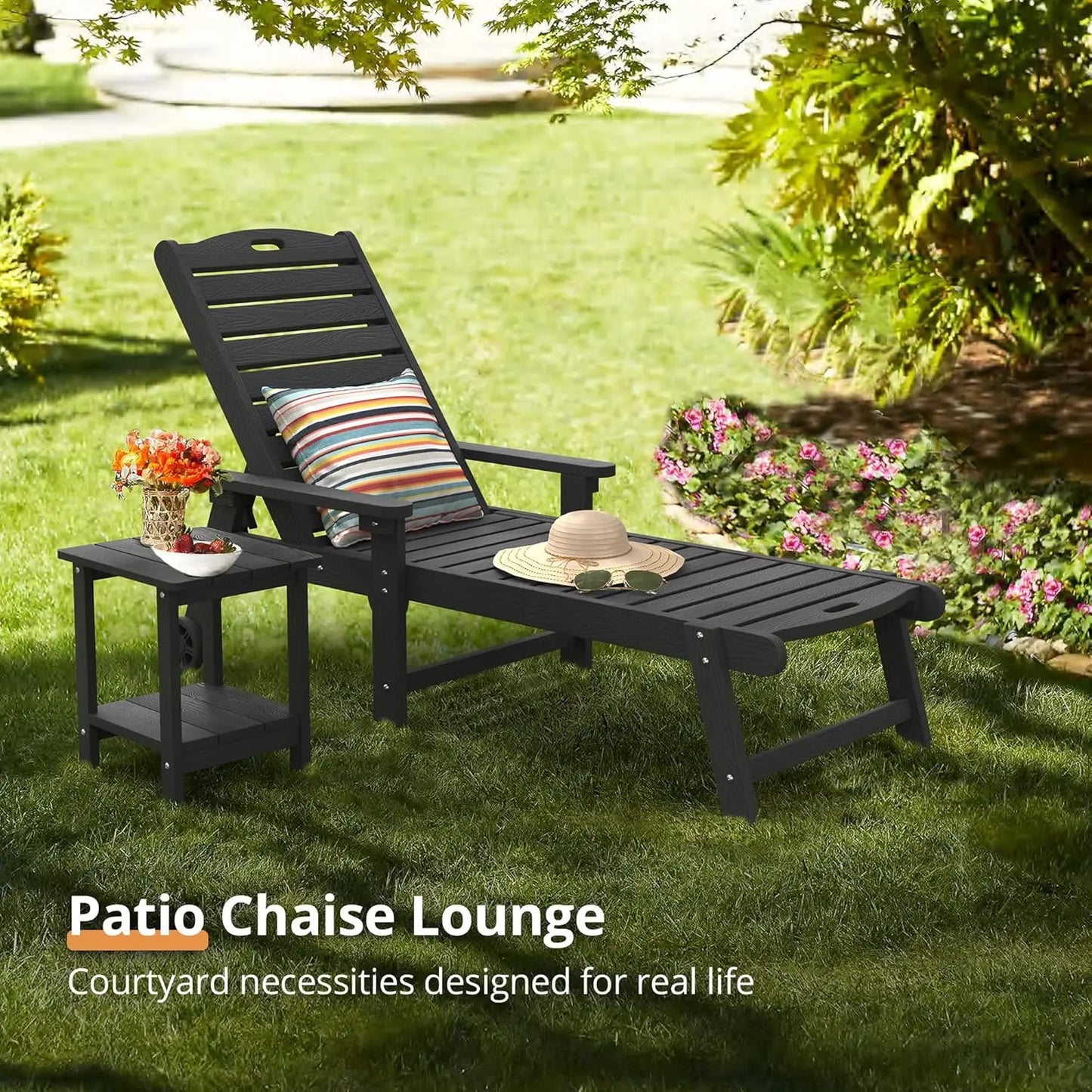 HUANZHUANG Outdoor Chaise Lounge Set of 2 Adjustable Lounges