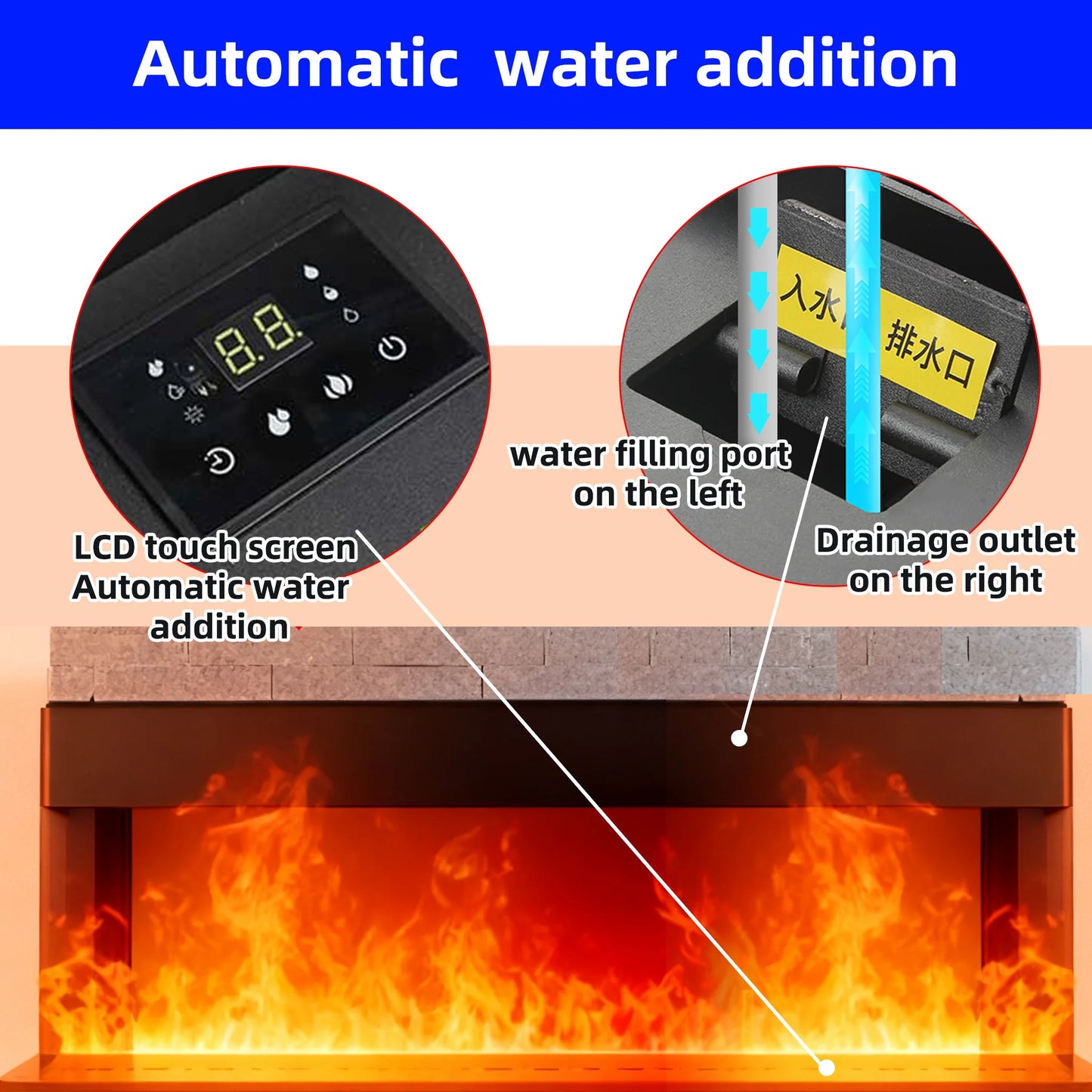 Local Stock USA Water Vapor Fireplace Simulated 3D Flame Humidifier