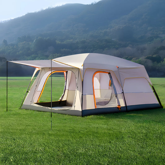 Canvas Family Camping Tent With Mosquito Protection And Portable Setup