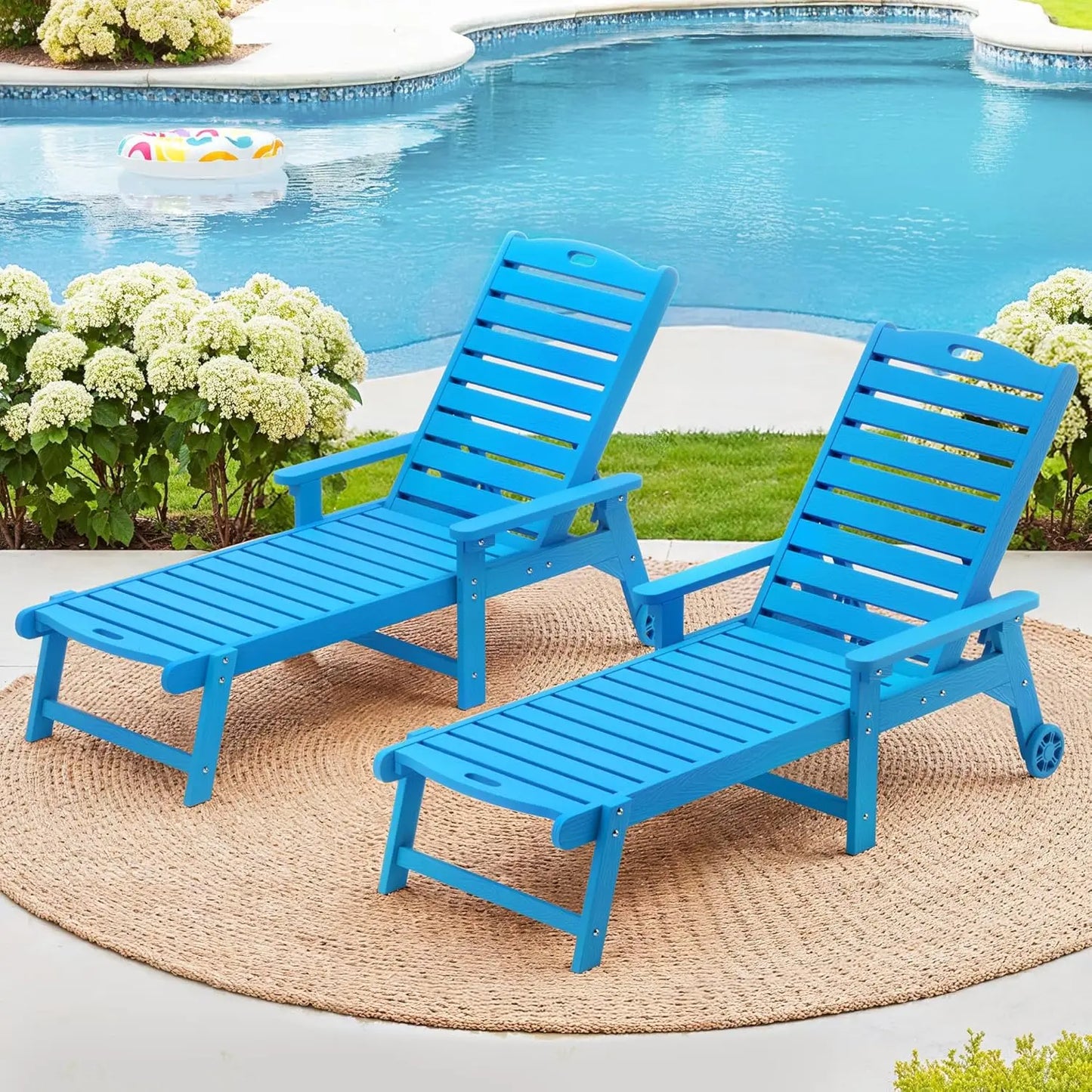 HUANZHUANG Outdoor Chaise Lounge Set of 2 Adjustable Lounges
