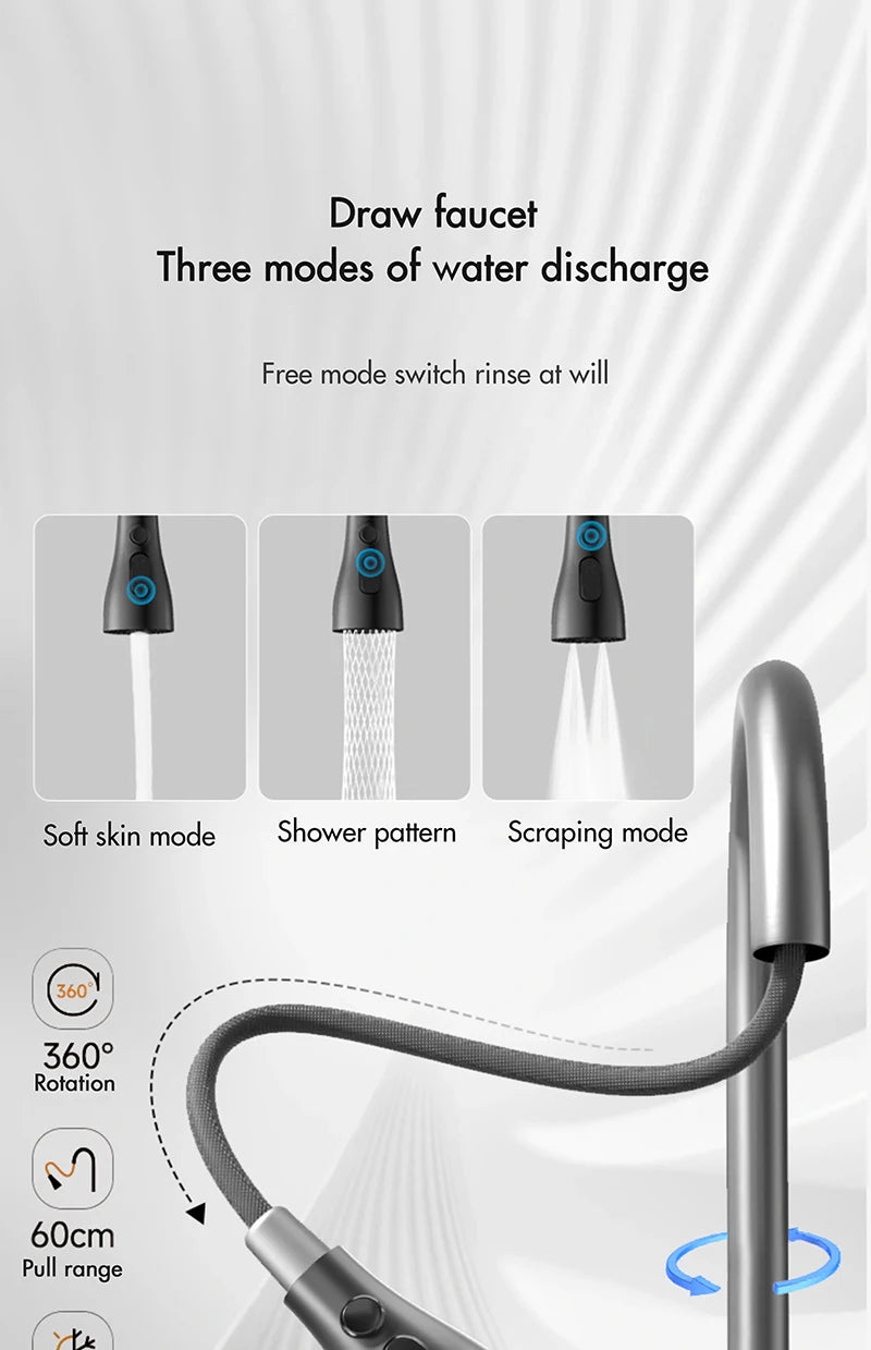 MYQualife 304 Stainless Steel Waterfall Kitchen Sink Faucet Soap Dispenser
