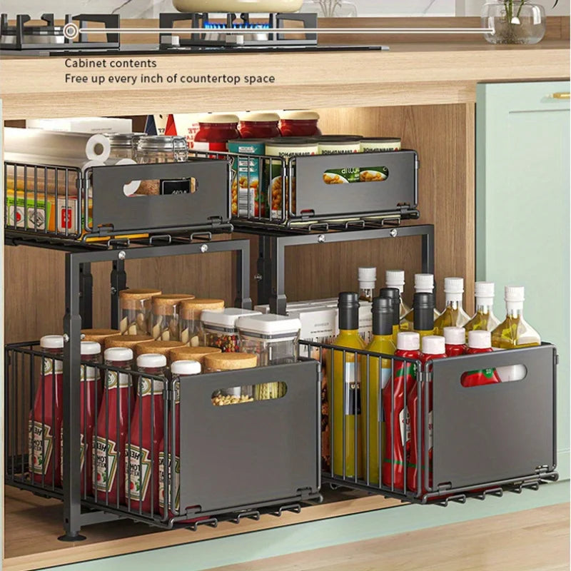 AEHOME 2 Tier Slide Out Cabinet Organizer Heavy Duty