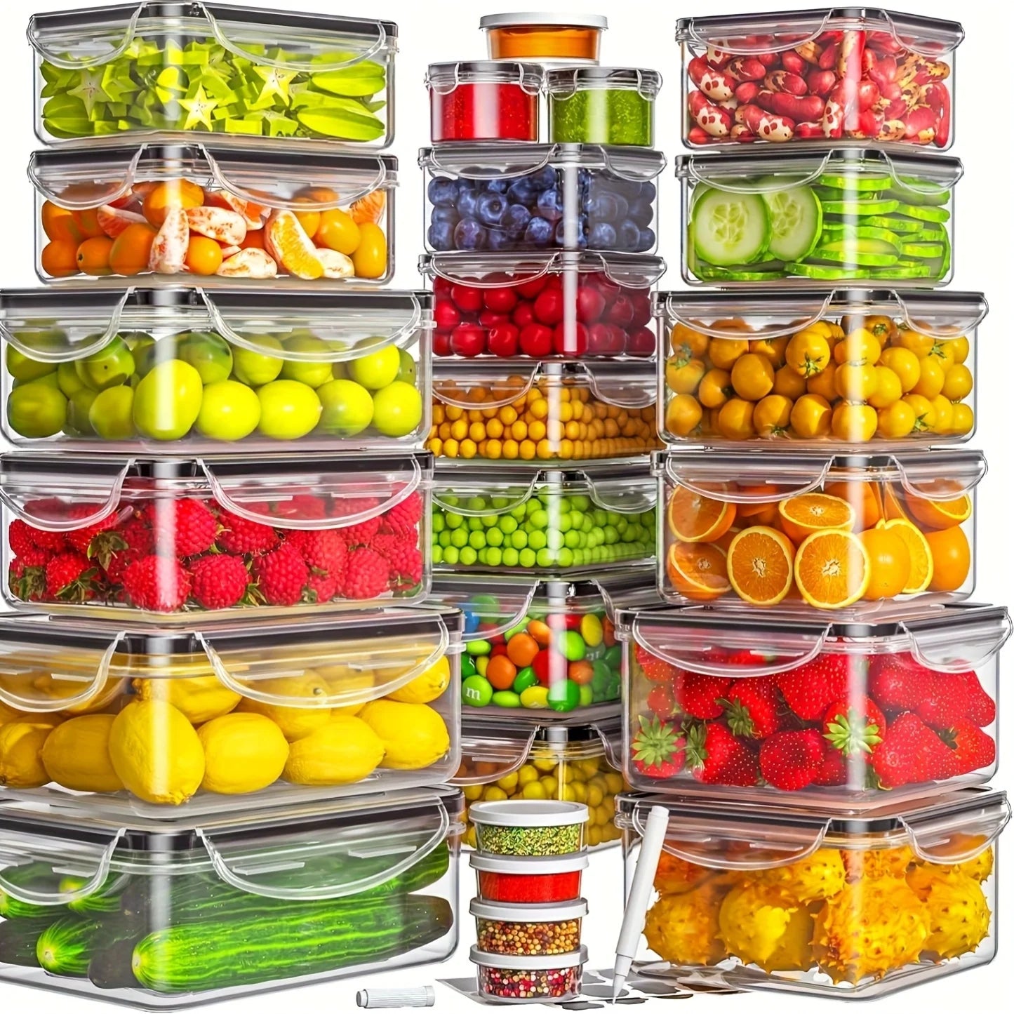 BPA Free Food Storage Containers Set With Lids And Labels