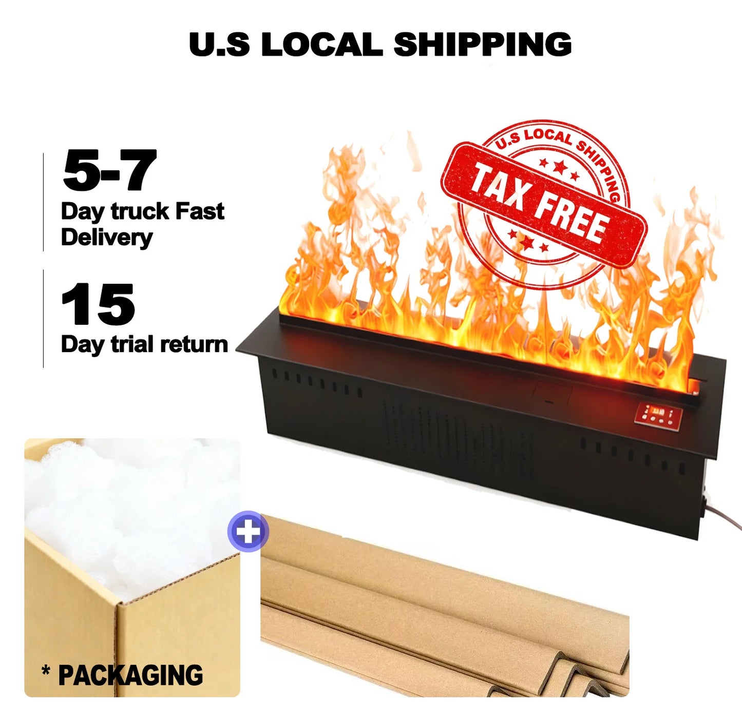 Local Stock USA Water Vapor Fireplace Simulated 3D Flame Humidifier