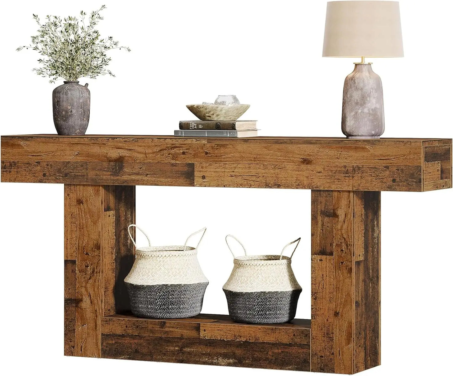Tribesigns Farmhouse Console Table Two-Tier Entryway Table With U-Shaped Base