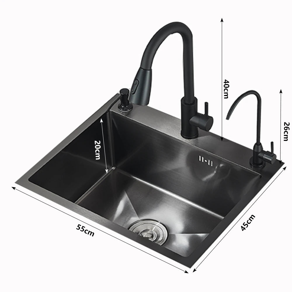 MYQualife Stainless Steel Kitchen Sink With Faucet And Soap Dispenser