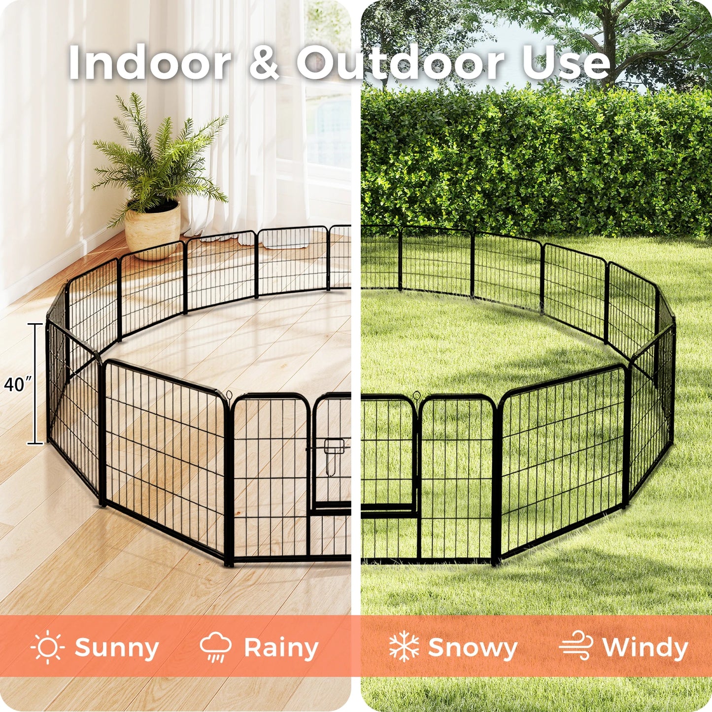 PEQULTI Heavy Duty Metal Puppy Playpen for Indoor Outdoor Use