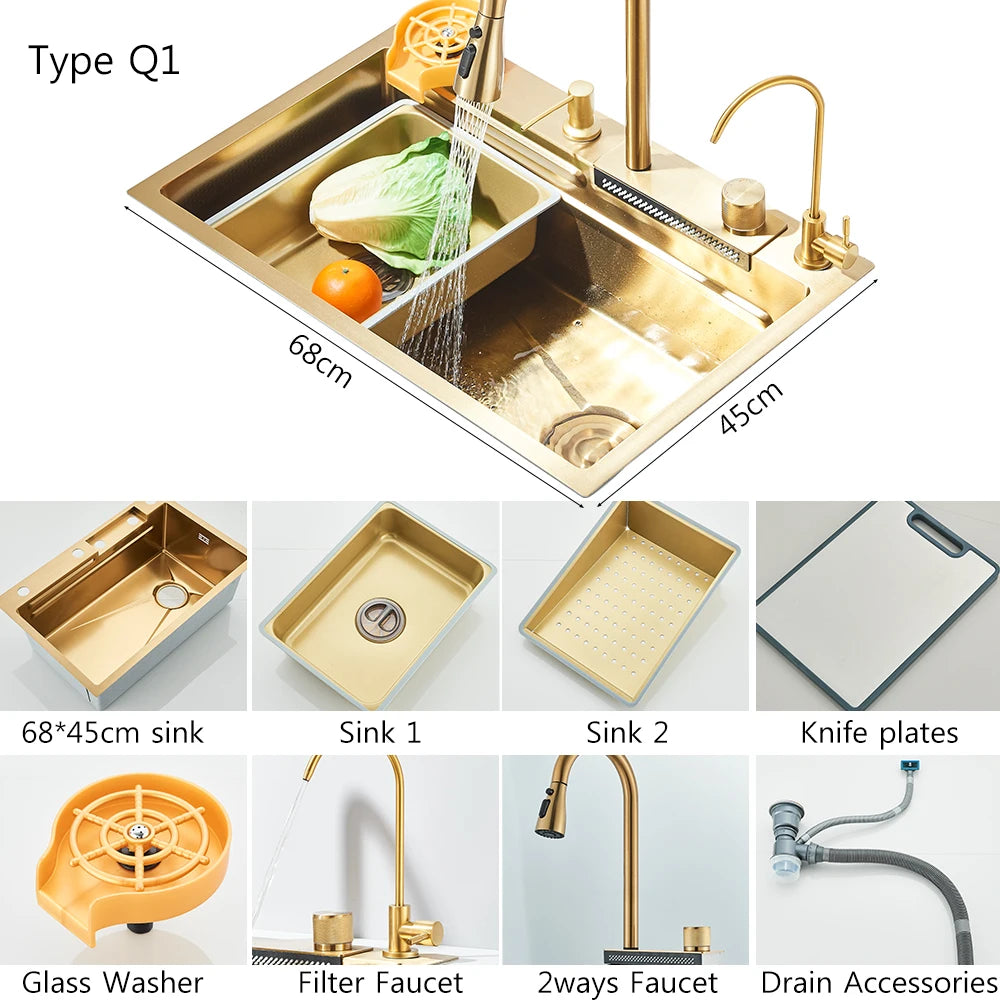 MYQualife Stainless Steel Undermount Kitchen Sink Set With Faucet