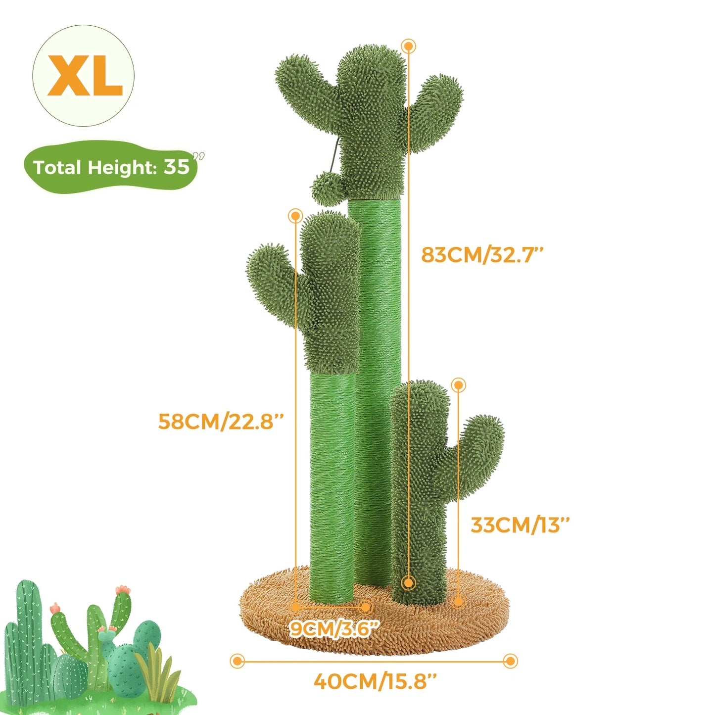 PEQULTICN Cactus Cat Tree With Large Condo Hammock And Dangling Ball Toy