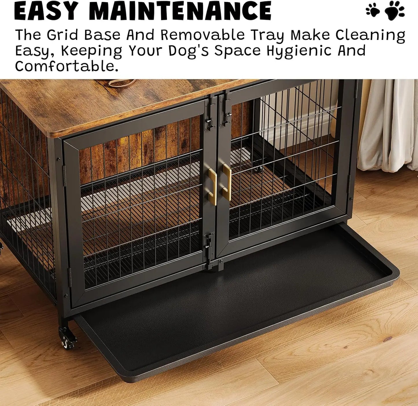 HiMISS Heavy Duty Indoor Dog Kennel With Wheels Carbon Steel Frame