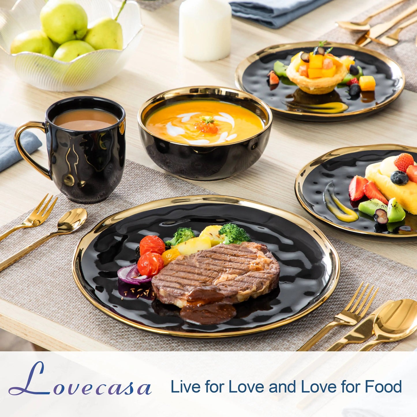 MALACASA Porcelain Dinnerware Set Plates Cups Bowls Tableware