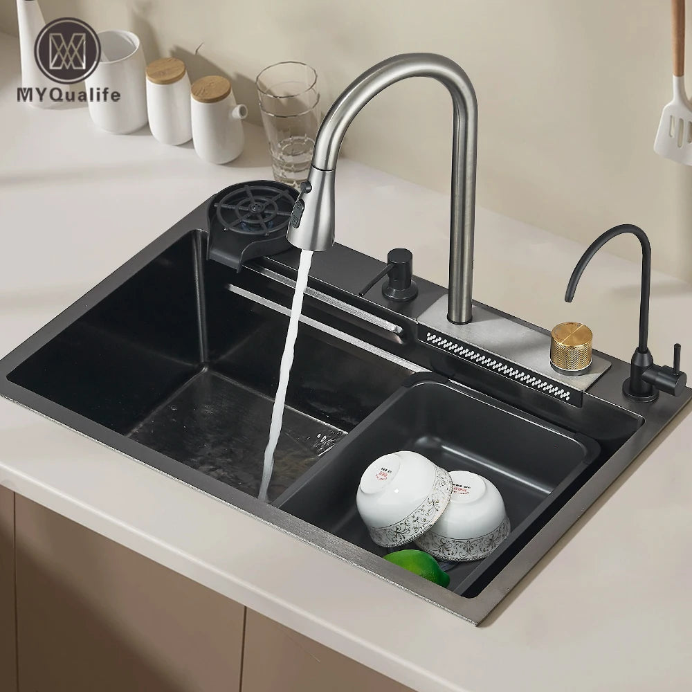 MYQualife Stainless Steel Undermount Kitchen Sink Set With Faucet