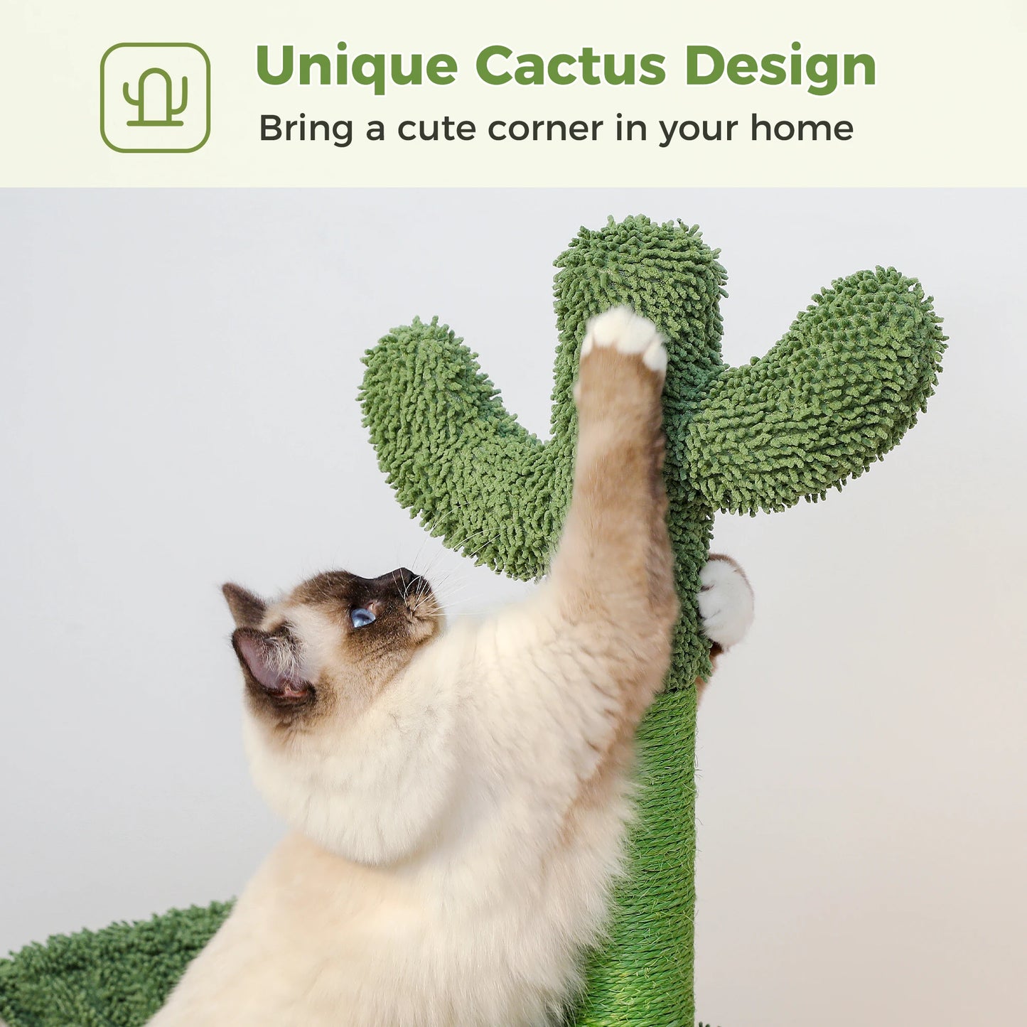 PEQULTICN Cactus Cat Tree With Large Condo Hammock And Dangling Ball Toy
