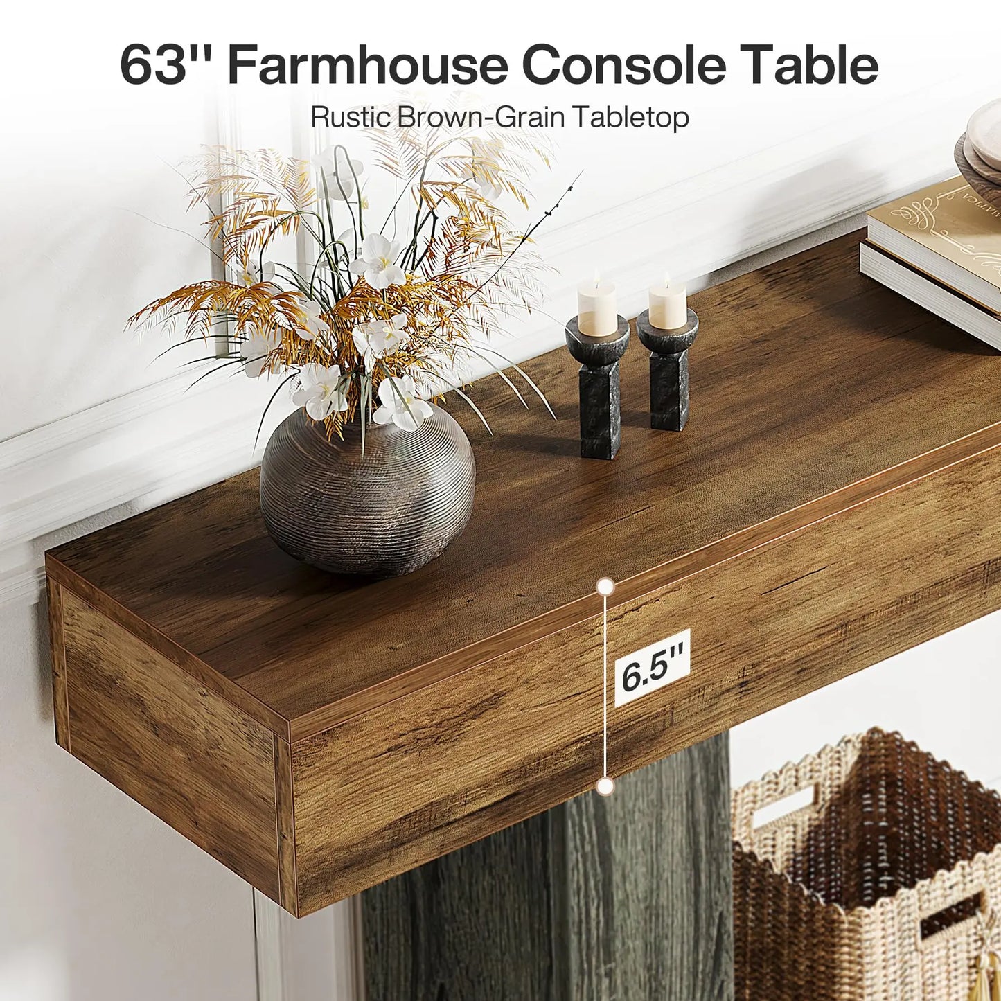 Tribesigns Farmhouse Console Table Two-Tier Entryway Table With U-Shaped Base