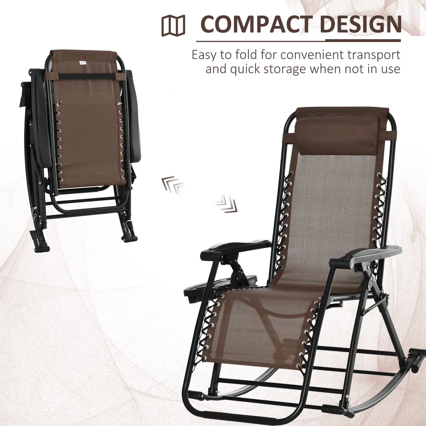 Outsunny Zero Gravity Reclining Rocking Chair Folding Lounge With Pillow