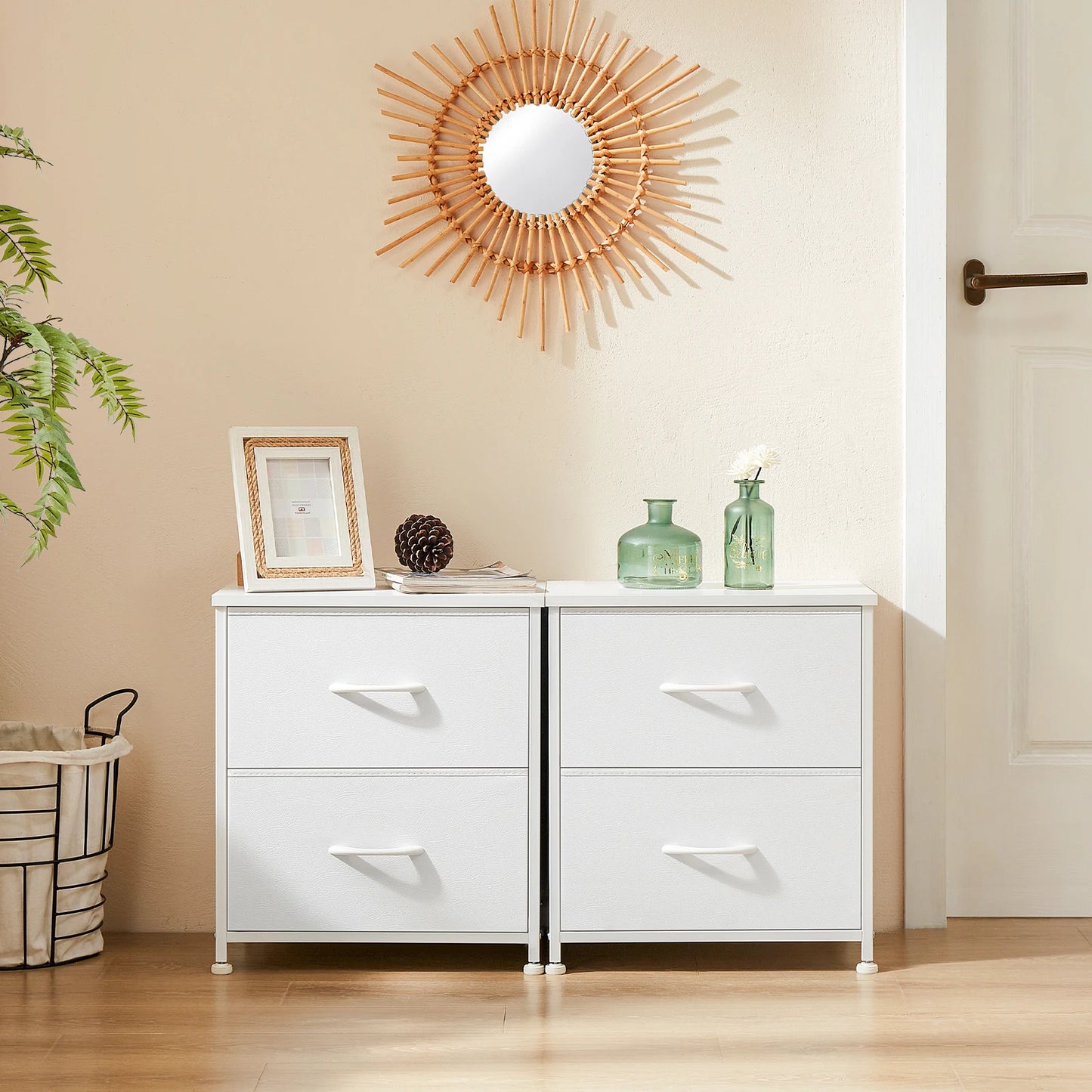 JHK Nightstand Bedside Table With Storage And Drawers