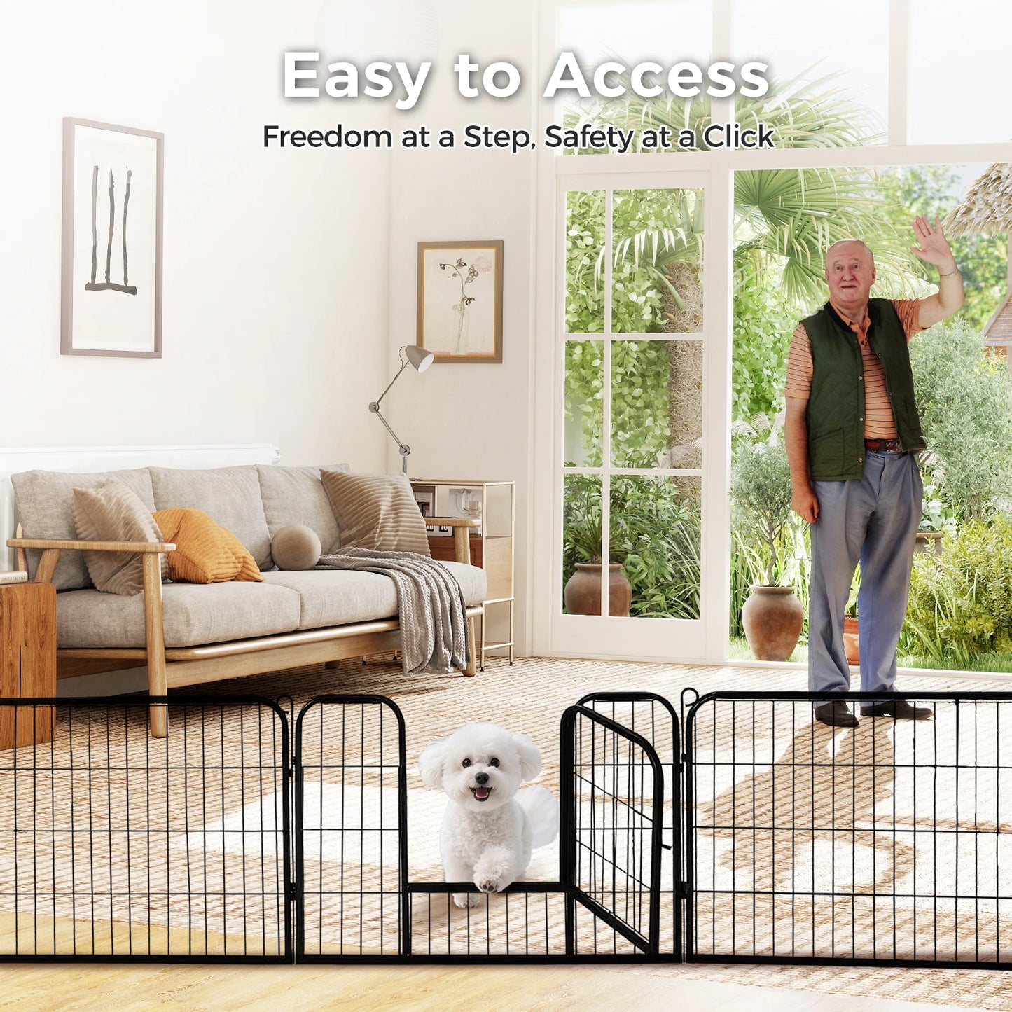 PEQULTI Heavy Duty Metal Puppy Playpen for Indoor Outdoor Use