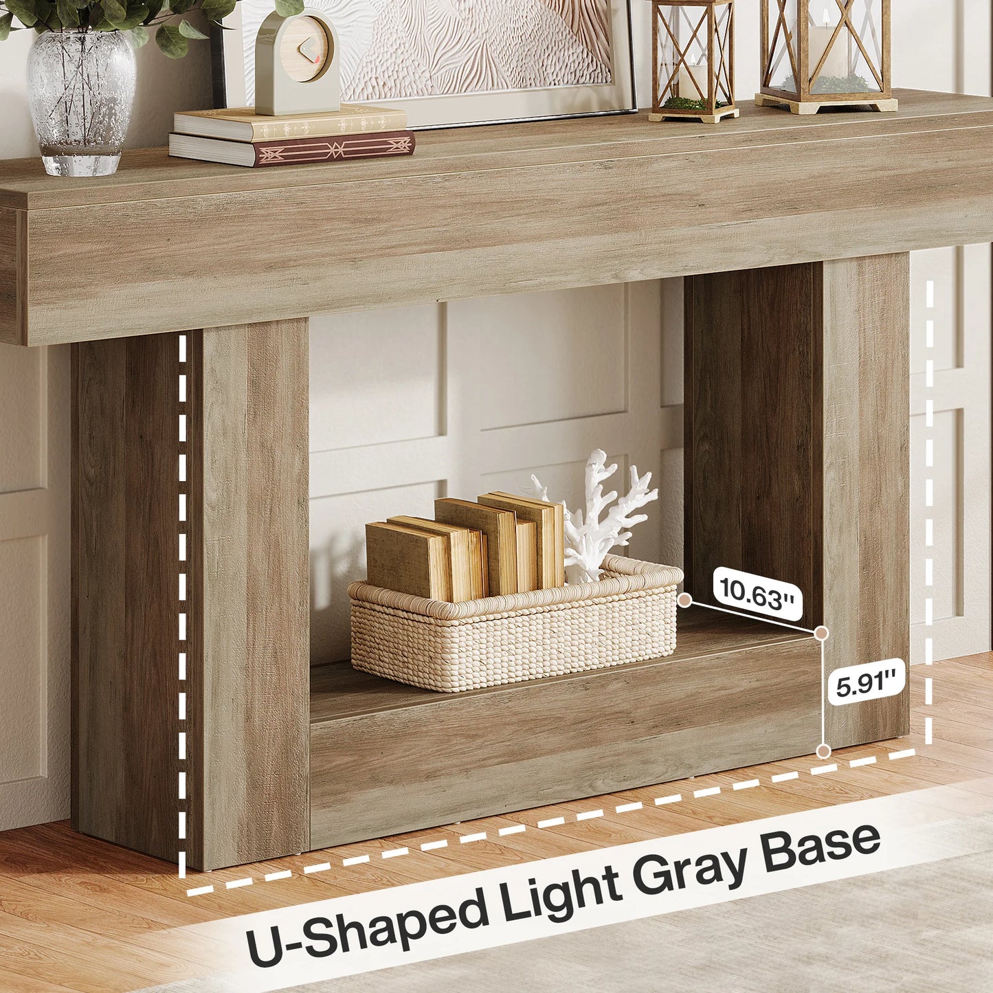 Tribesigns Farmhouse Console Table Two-Tier Entryway Table With U-Shaped Base