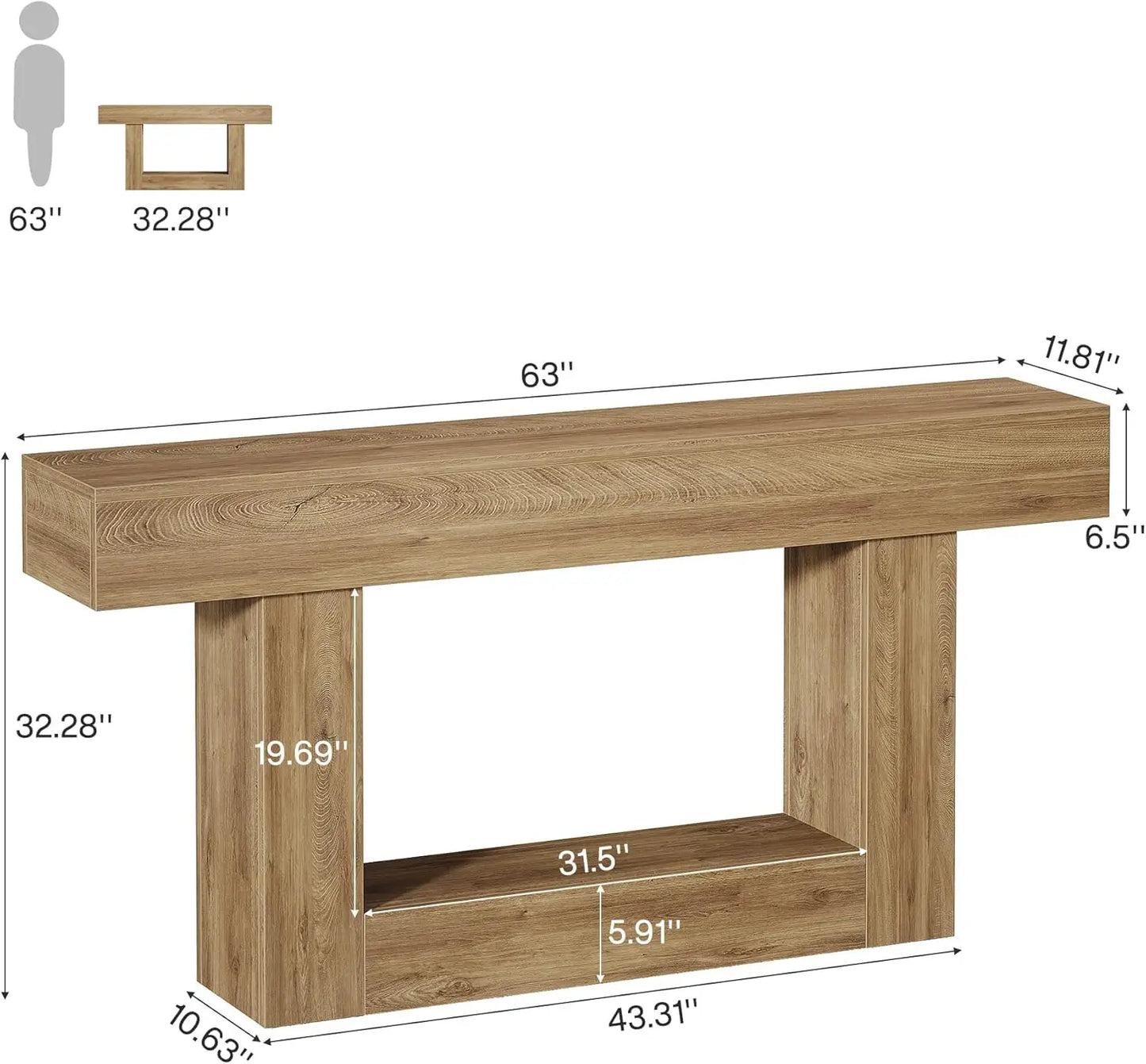 Tribesigns Farmhouse Console Table Two-Tier Entryway Table With U-Shaped Base