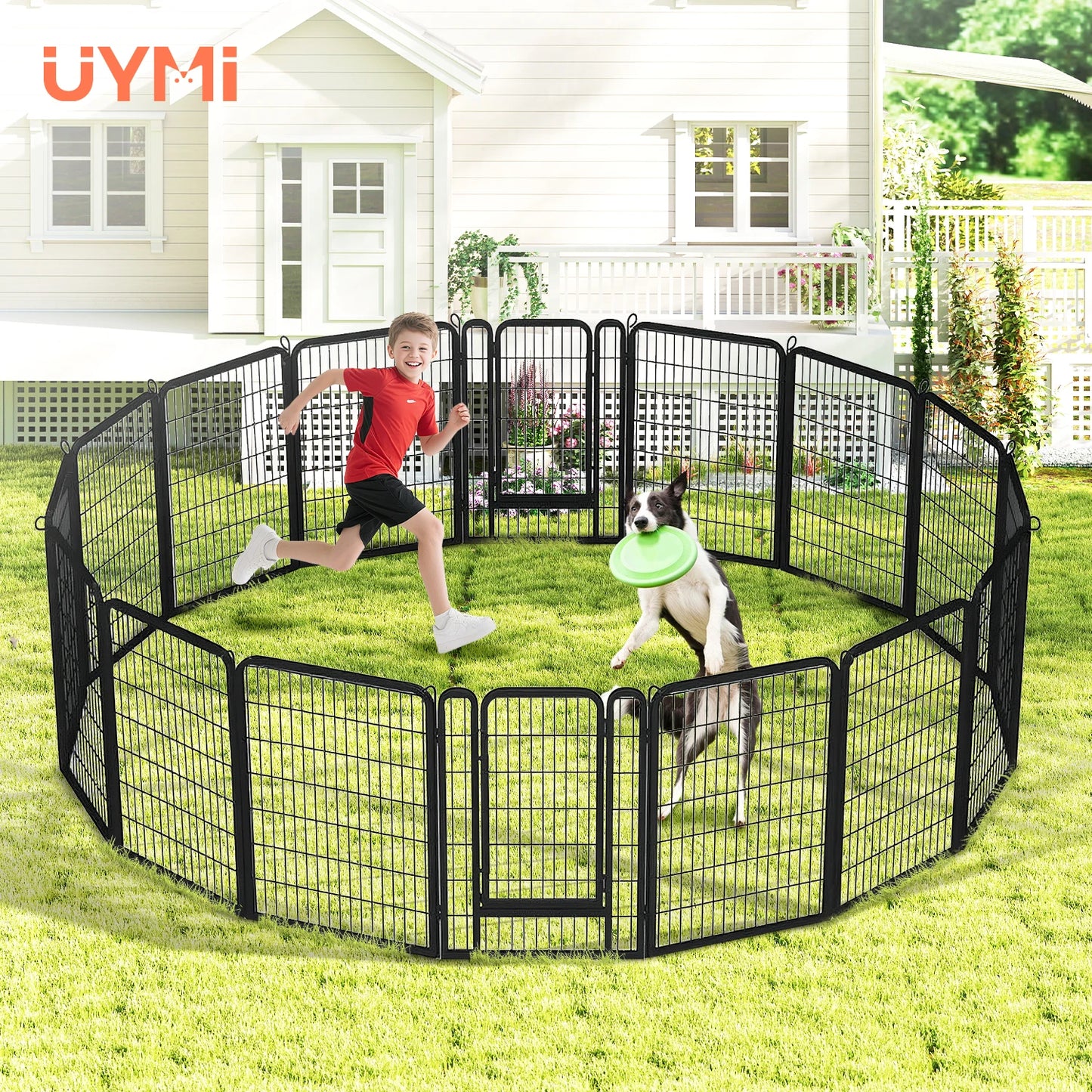 PEQULTI Heavy Duty Metal Puppy Playpen for Indoor Outdoor Use